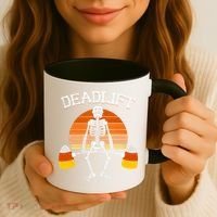 Deadlift Funny Halloween Skeleton Candy Corn Gym Workout Coffee Mug thumb 3