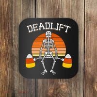 Deadlift Funny Halloween Skeleton Candy Corn Gym Workout Coaster thumb 0
