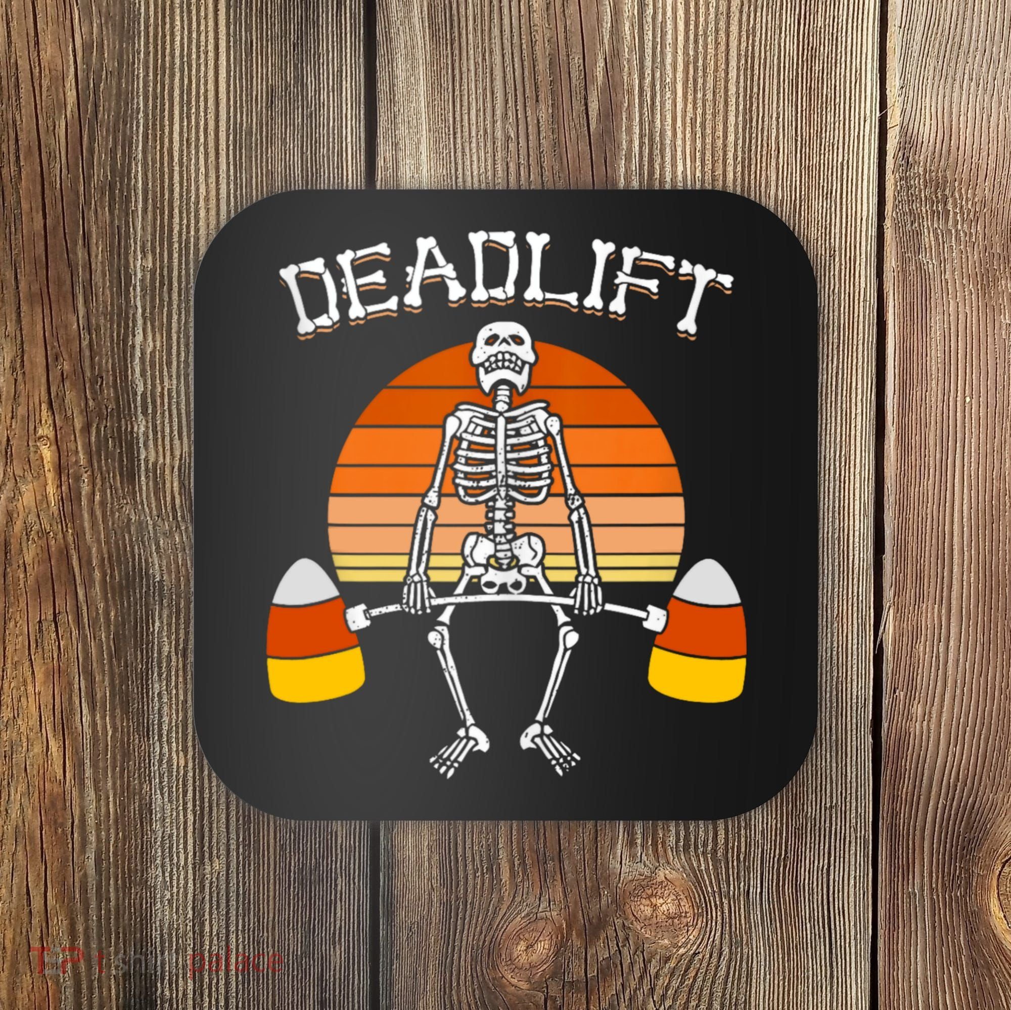 Deadlift Funny Halloween Skeleton Candy Corn Gym Workout Coaster