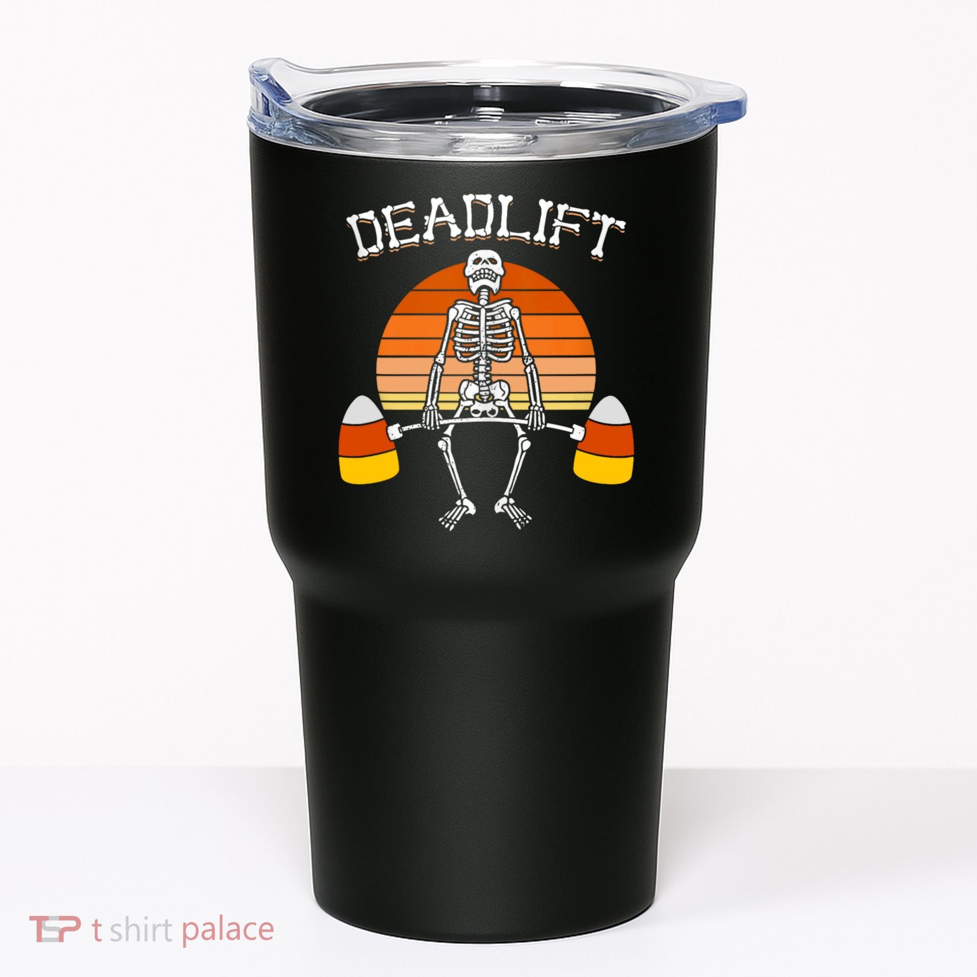 Deadlift Funny Halloween Skeleton Candy Corn Gym Workout Tumbler