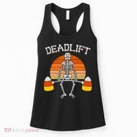 Deadlift Funny Halloween Skeleton Candy Corn Gym Workout Women's Tank Top thumb 0
