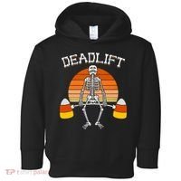 Deadlift Funny Halloween Skeleton Candy Corn Gym Workout Toddler Hoodie thumb 0