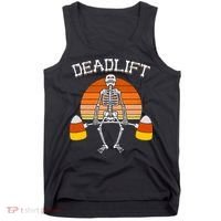 Deadlift Funny Halloween Skeleton Candy Corn Gym Workout Tank Top thumb 0