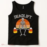 Deadlift Funny Halloween Skeleton Candy Corn Gym Workout Tank Top thumb 2