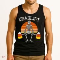Deadlift Funny Halloween Skeleton Candy Corn Gym Workout Tank Top thumb 3