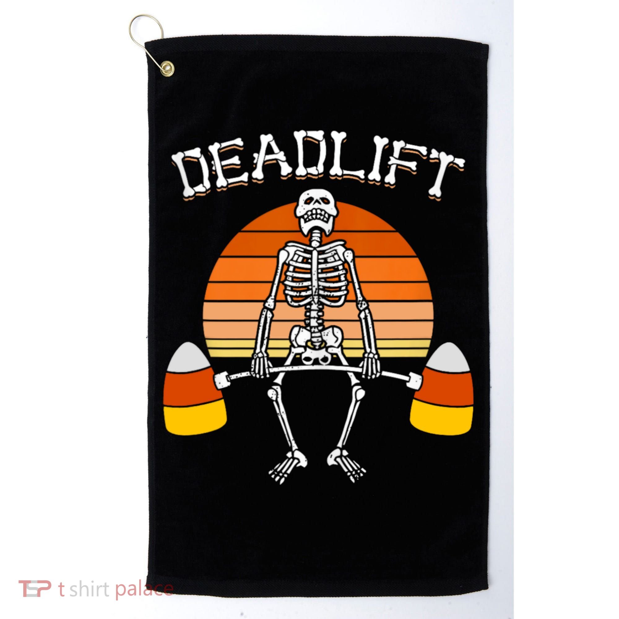 Deadlift Funny Halloween Skeleton Candy Corn Gym Workout Golf Towel