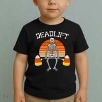 Deadlift Funny Halloween Skeleton Candy Corn Gym Workout Toddler T-Shirt thumb 2
