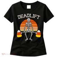 Deadlift Funny Halloween Skeleton Candy Corn Gym Workout Women's T-Shirt thumb 0