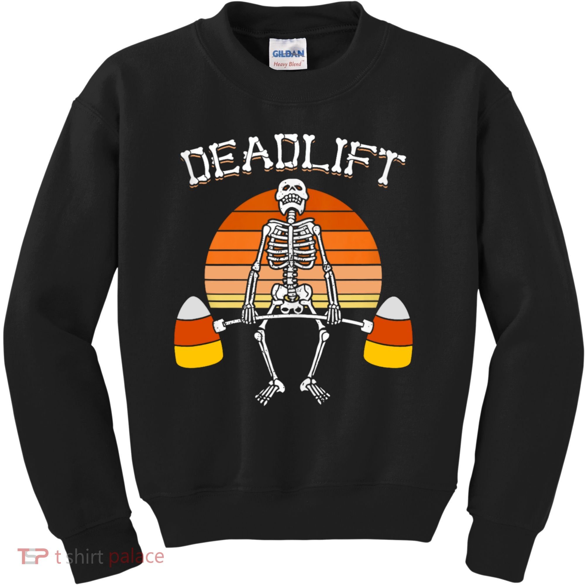 Deadlift Funny Halloween Skeleton Candy Corn Gym Workout Kids Sweatshirt