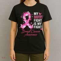 Daughter's Fight Is My Fight Breast Cancer Awareness Ribbon T-Shirt thumb 4