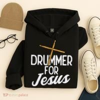 Drummer For Jesus God Drumming Christian Men Hoodie thumb 4
