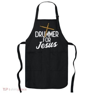 Drummer For Jesus God Drumming Christian Men Apron