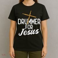 Drummer For Jesus God Drumming Christian Men T-Shirt thumb 4