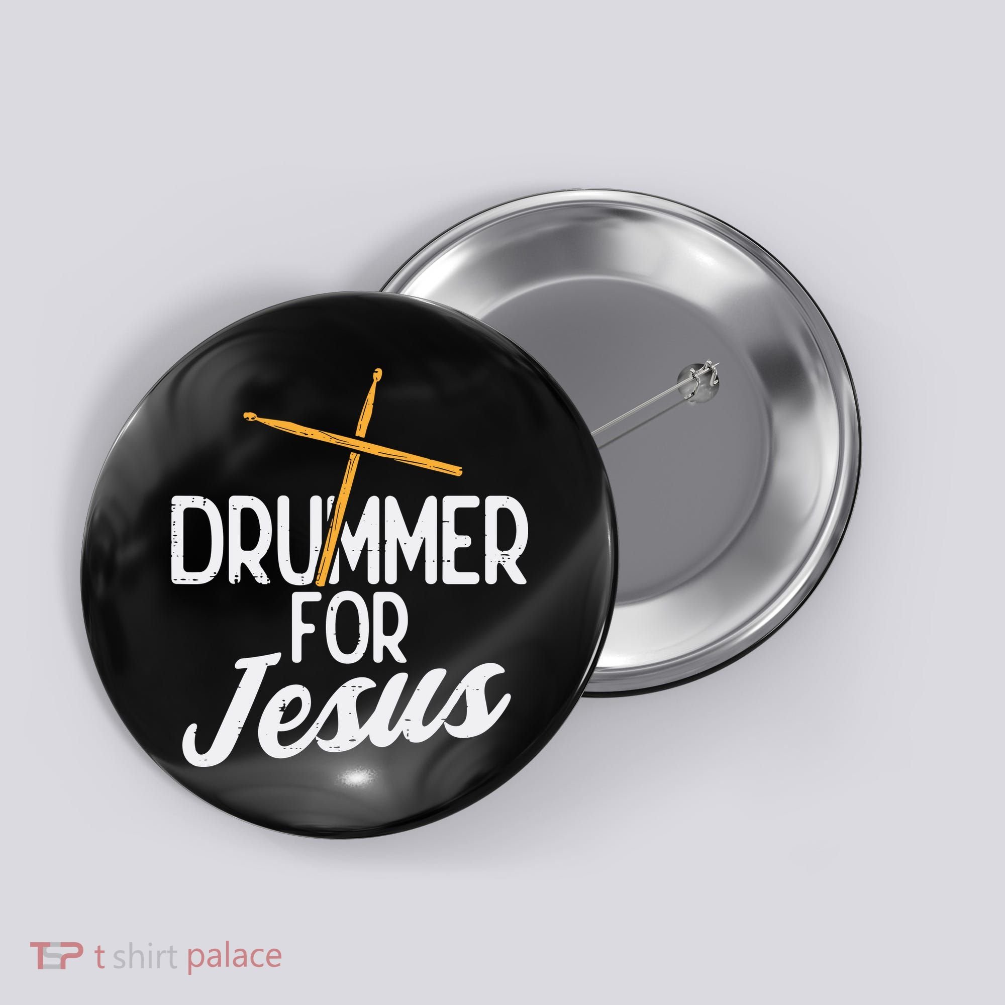 Drummer For Jesus God Drumming Christian Men Button