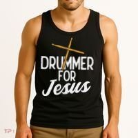 Drummer For Jesus God Drumming Christian Men Tank Top thumb 3
