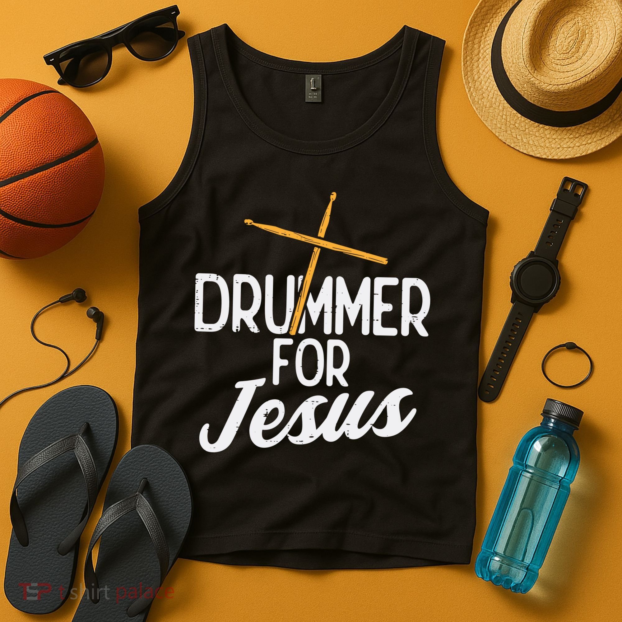 Drummer For Jesus God Drumming Christian Men Tank Top