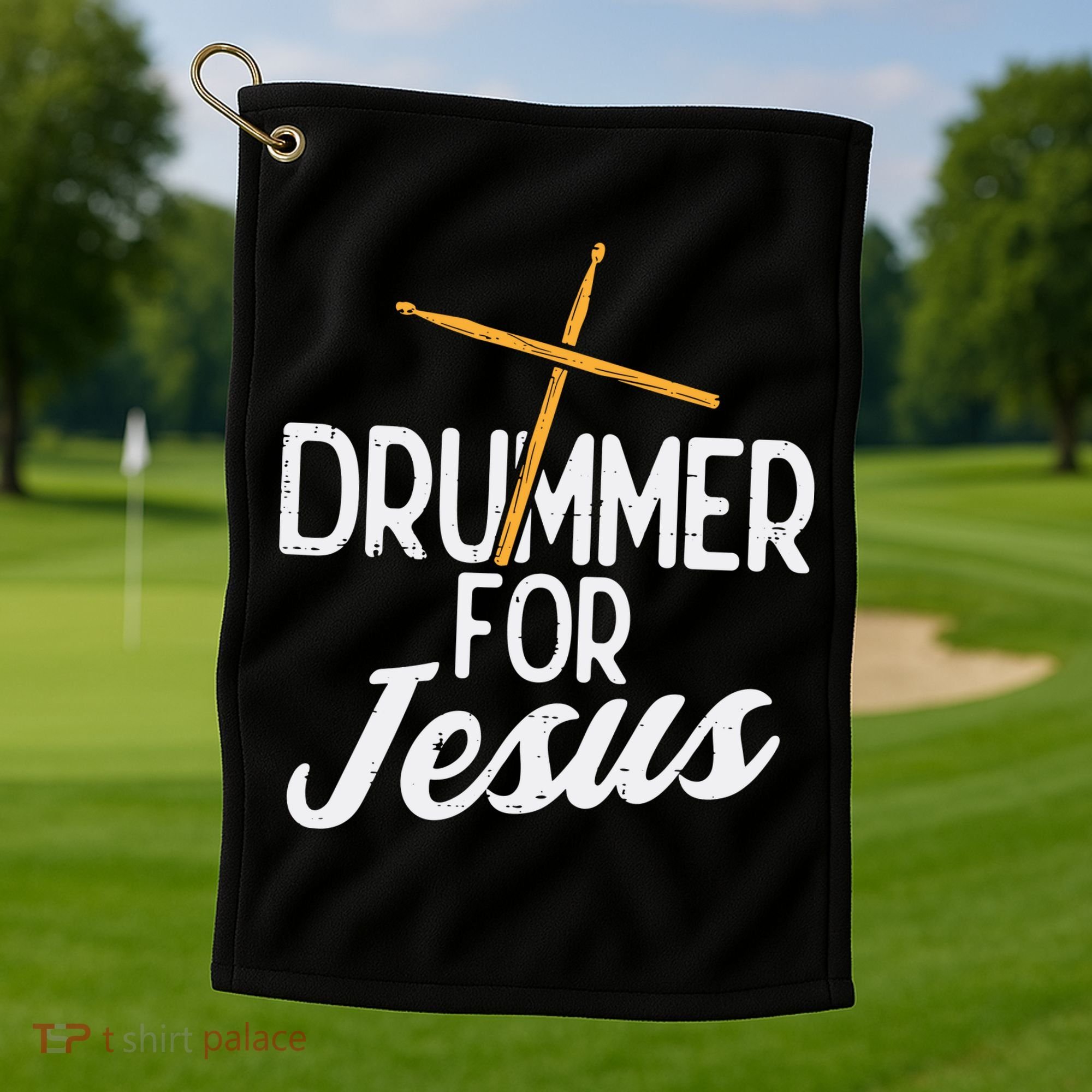 Drummer For Jesus God Drumming Christian Men Golf Towel