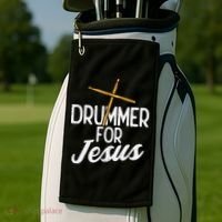 Drummer For Jesus God Drumming Christian Men Golf Towel thumb 2