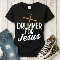 Drummer For Jesus God Drumming Christian Men Women's T-Shirt thumb 3