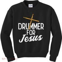 Drummer For Jesus God Drumming Christian Men Kids Sweatshirt thumb 0