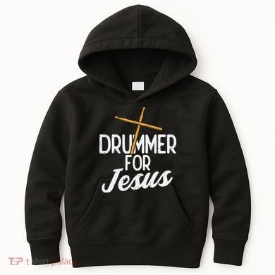 Drummer For Jesus God Drumming Christian Men Kids Hoodie