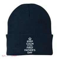 Keep Calm ItS My First FatherS Day Funny Beanie thumb 0