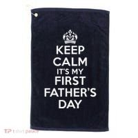 Keep Calm ItS My First FatherS Day Funny Golf Towel thumb 0