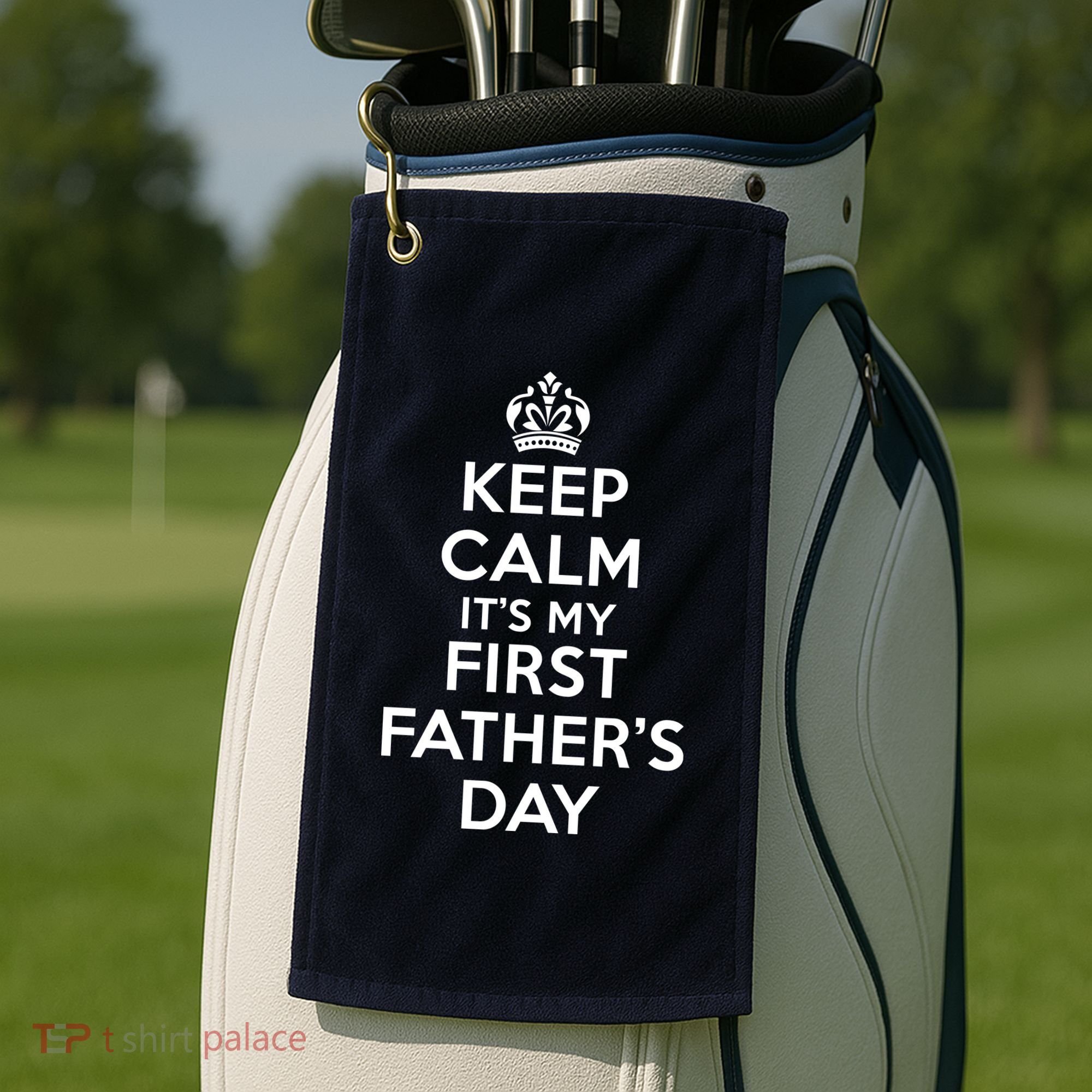 Keep Calm ItS My First FatherS Day Funny Golf Towel