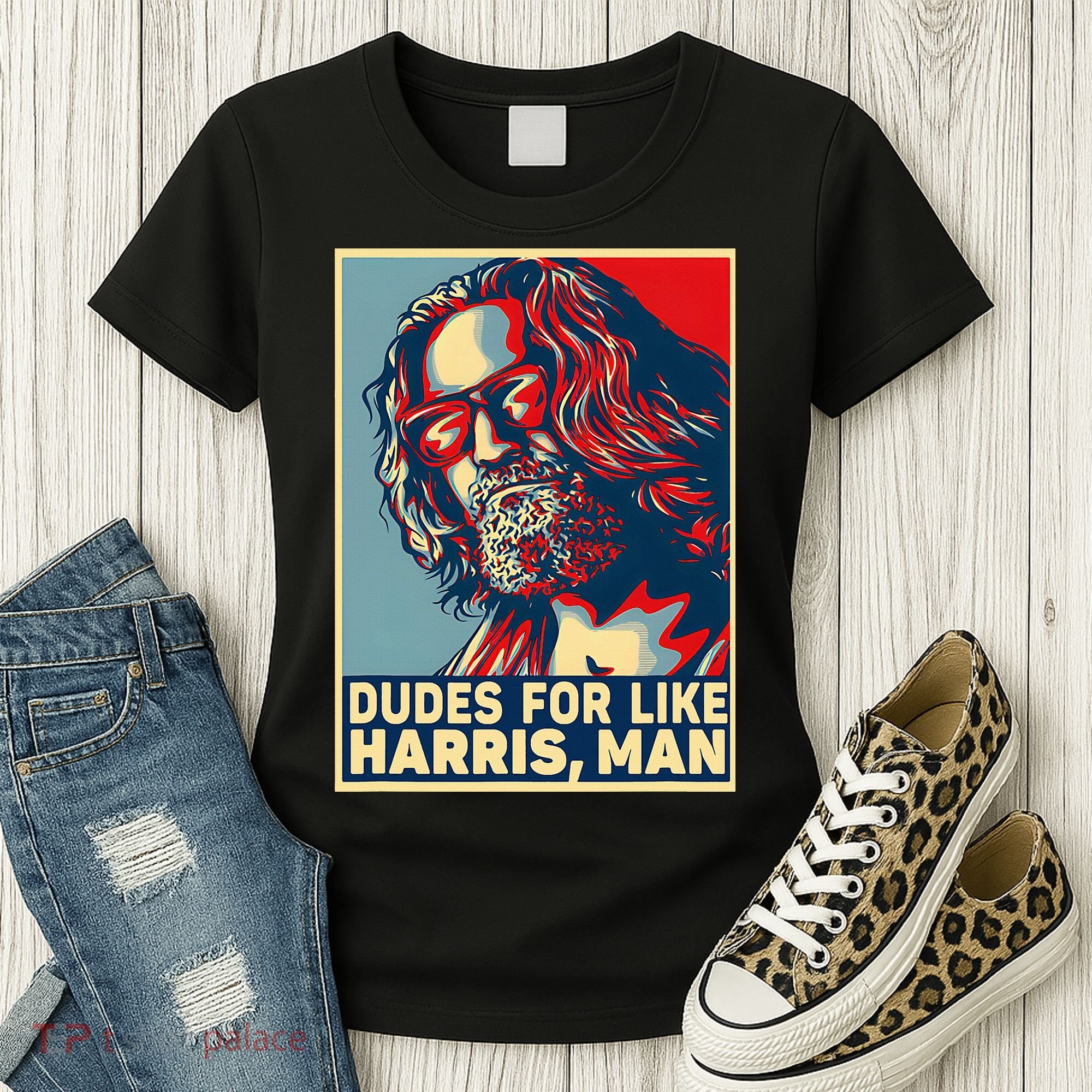 Dudes For Like Harris Man Vote Kamala For President Women's T-Shirt