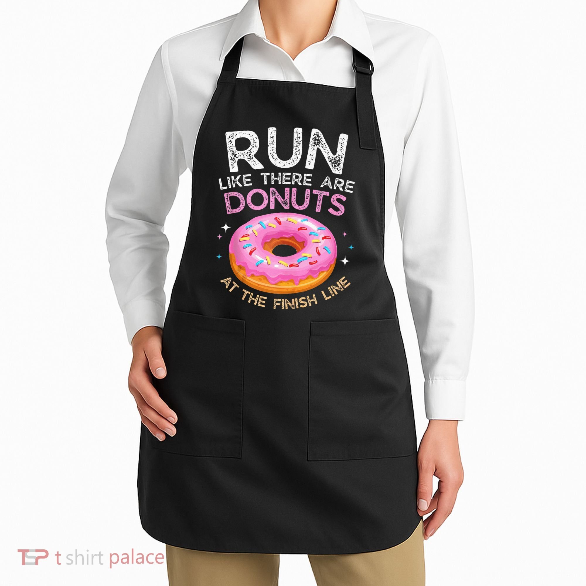 Donut Finish Line Marathon Funny Running For Men Women Apron