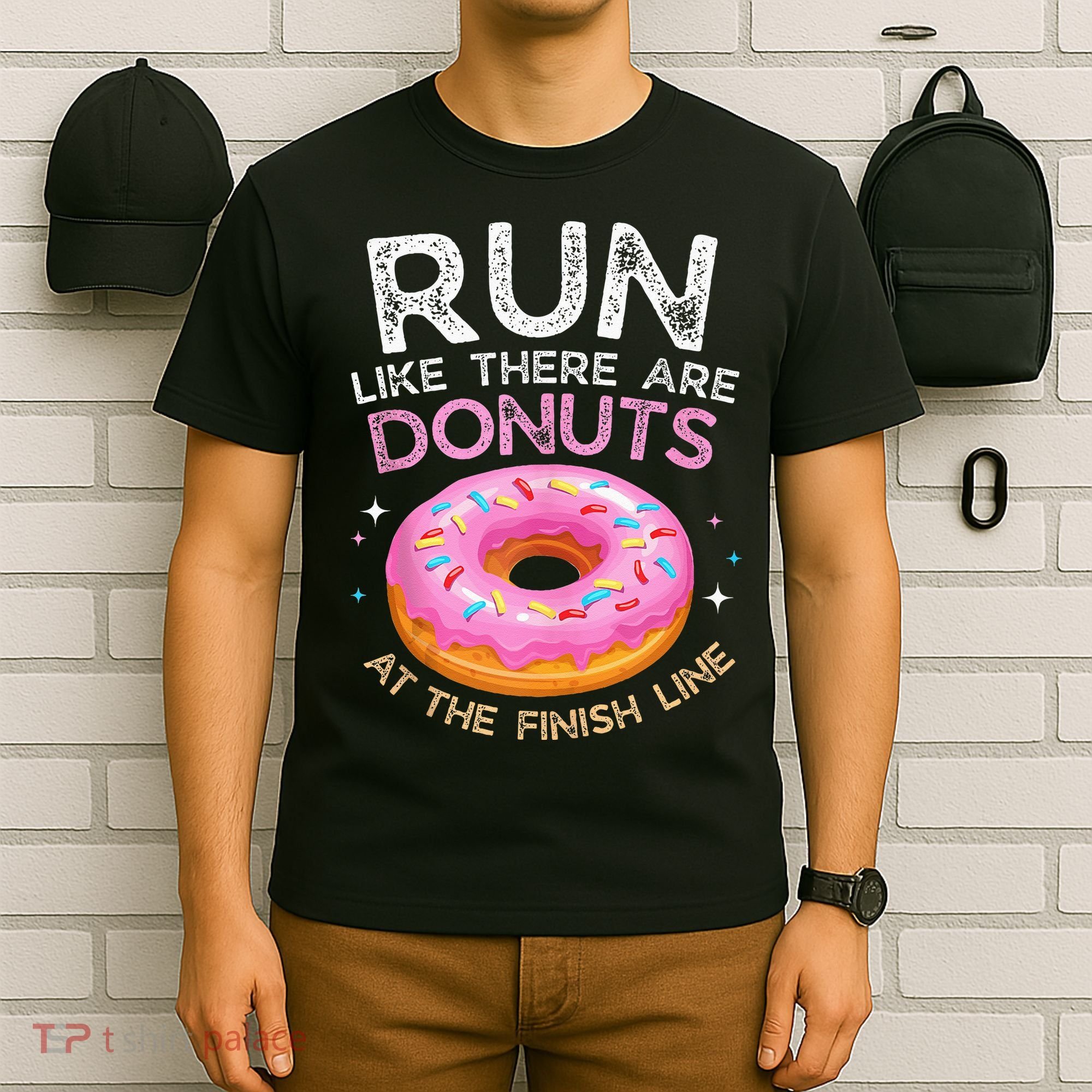 Donut Finish Line Marathon Funny Running For Men Women T-Shirt