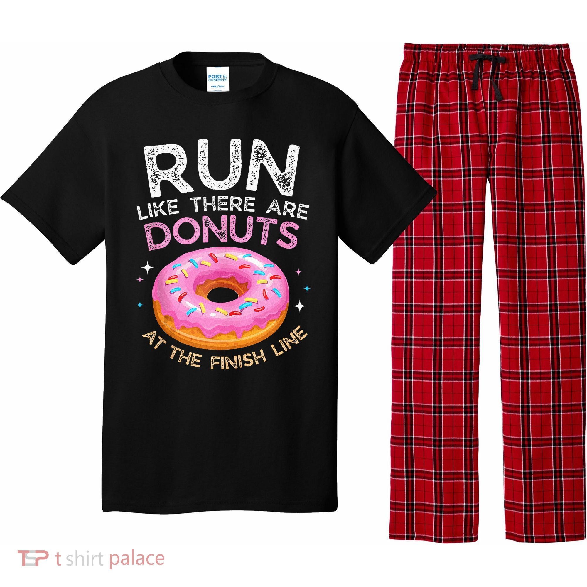 Donut Finish Line Marathon Funny Running For Men Women Pajama Set