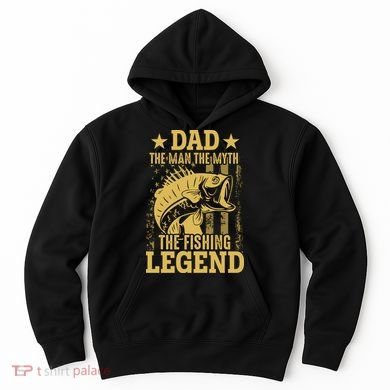 Dad Fishing Legend Flag Hoodie