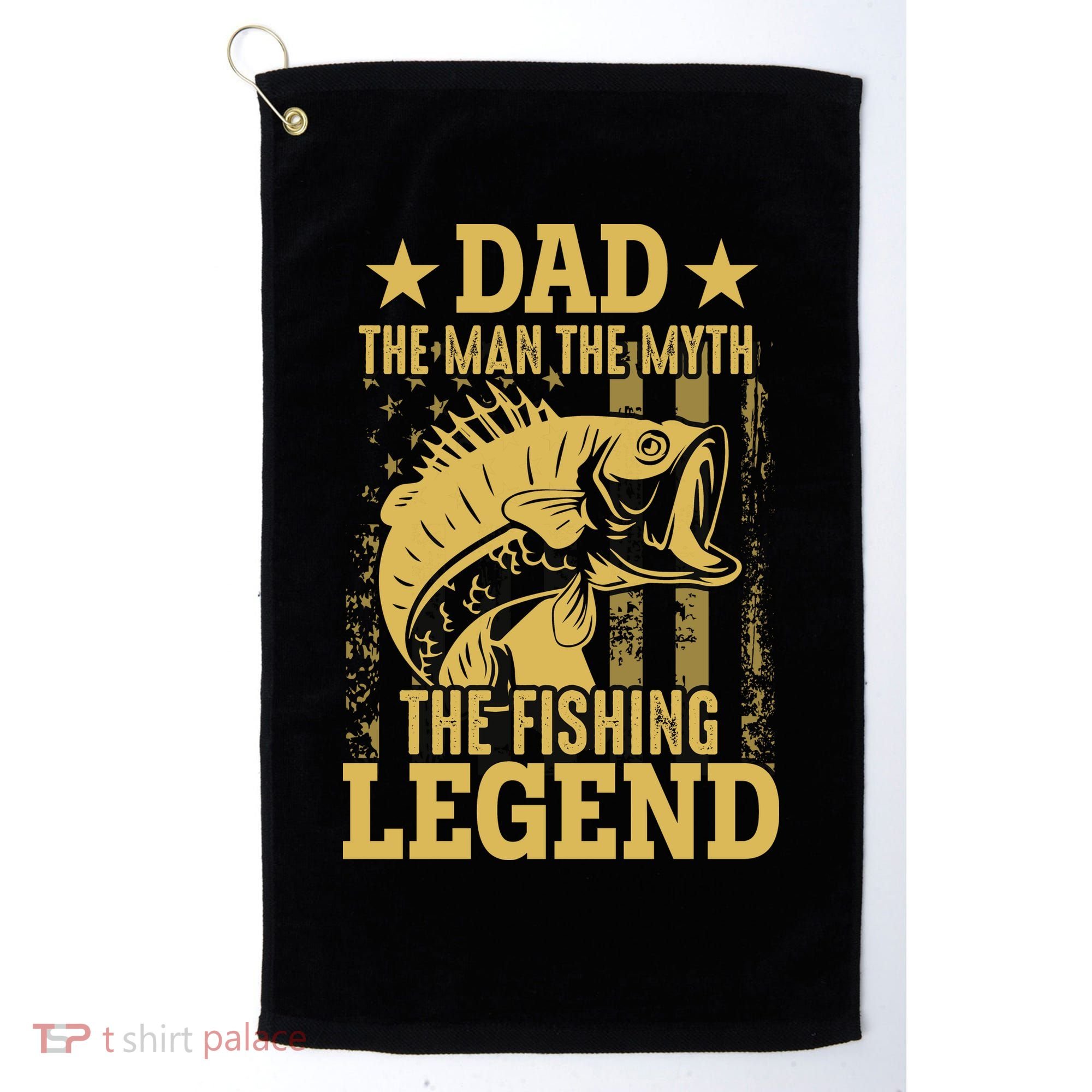 Dad Fishing Legend Flag Golf Towel