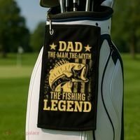 Dad Fishing Legend Flag Golf Towel thumb 2