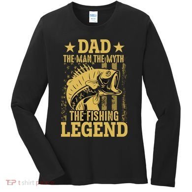 Dad Fishing Legend Flag Women's Long Sleeve Shirt