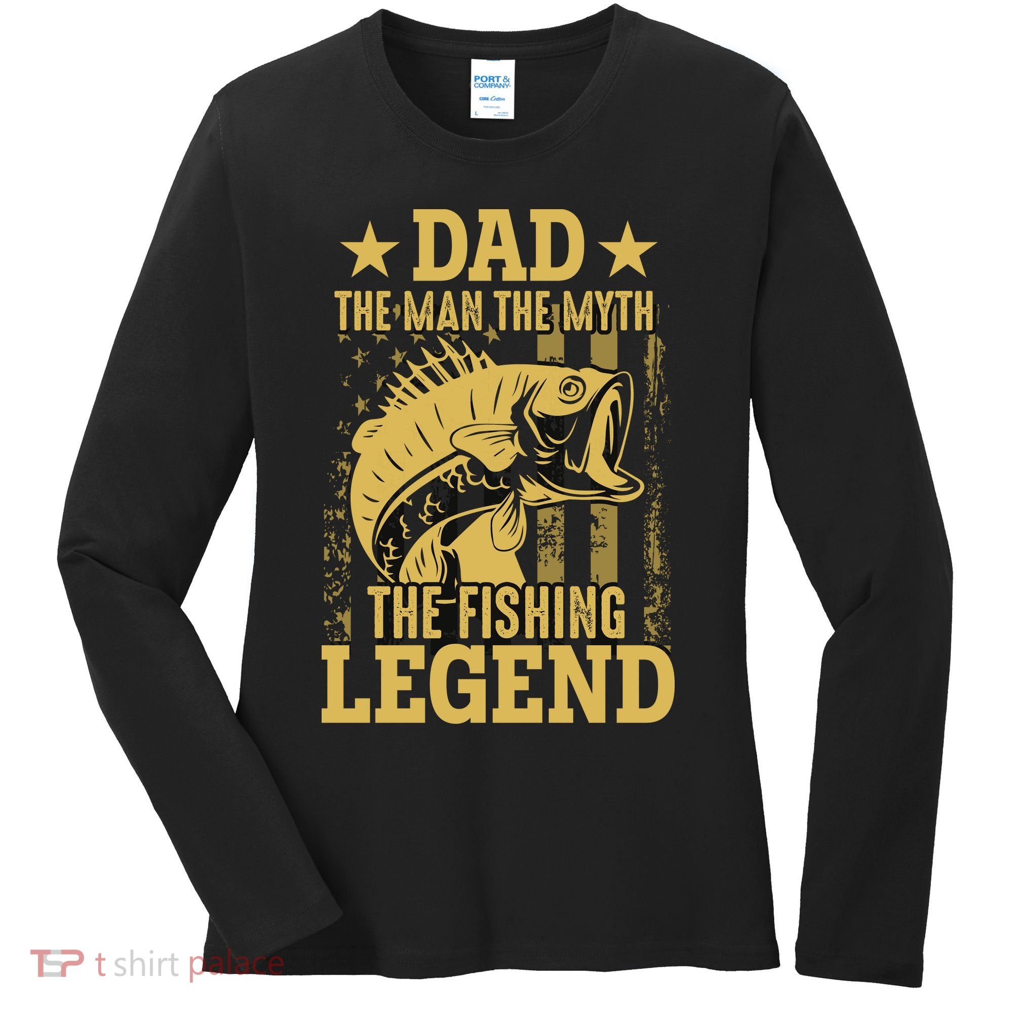 Dad Fishing Legend Flag Women's Long Sleeve Shirt