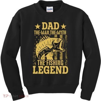 Dad Fishing Legend Flag Kids Sweatshirt