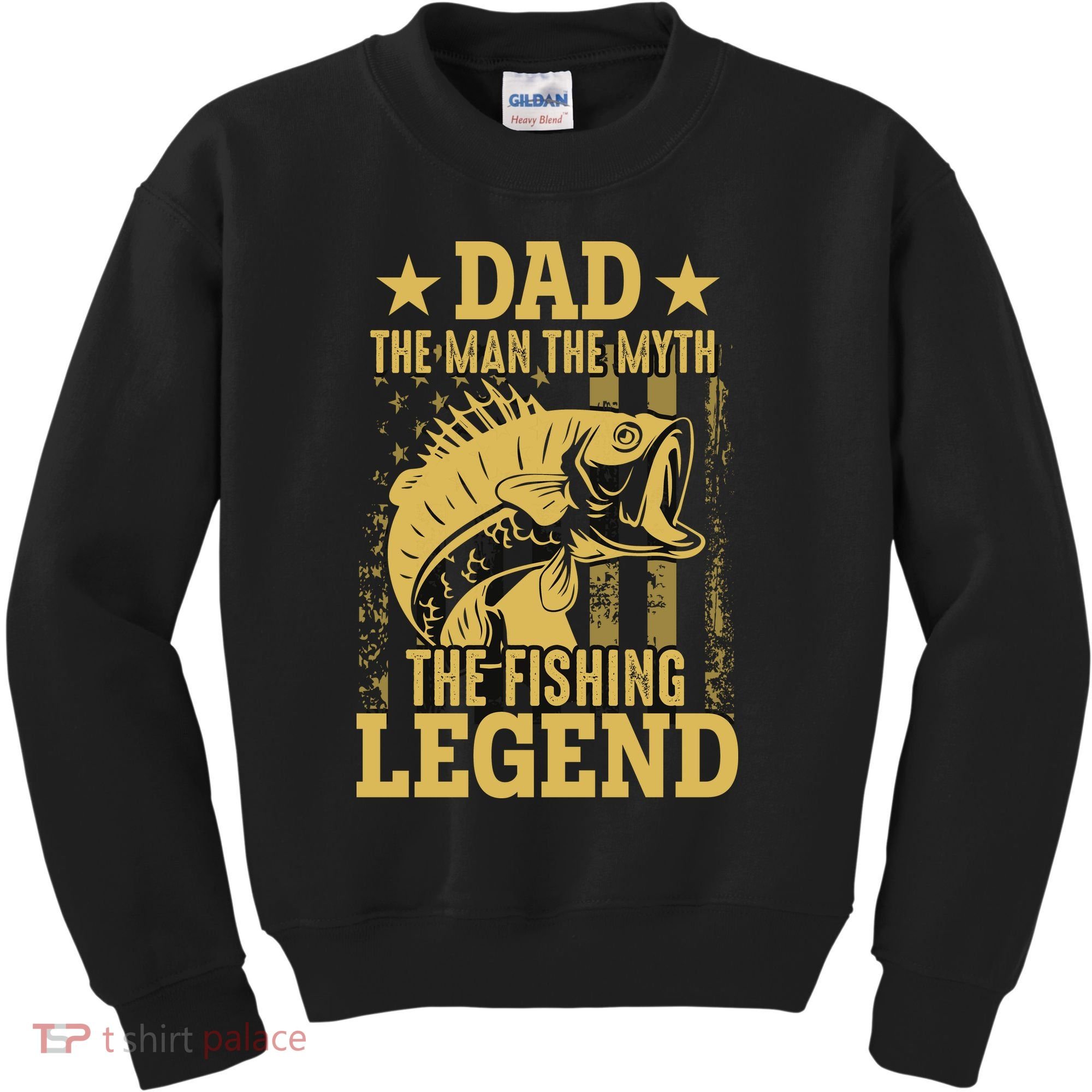 Dad Fishing Legend Flag Kids Sweatshirt