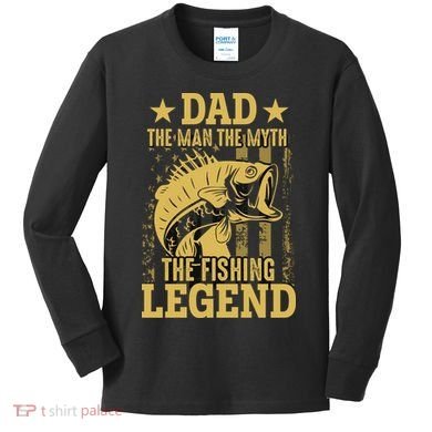 Dad Fishing Legend Flag Kids Long Sleeve Shirt