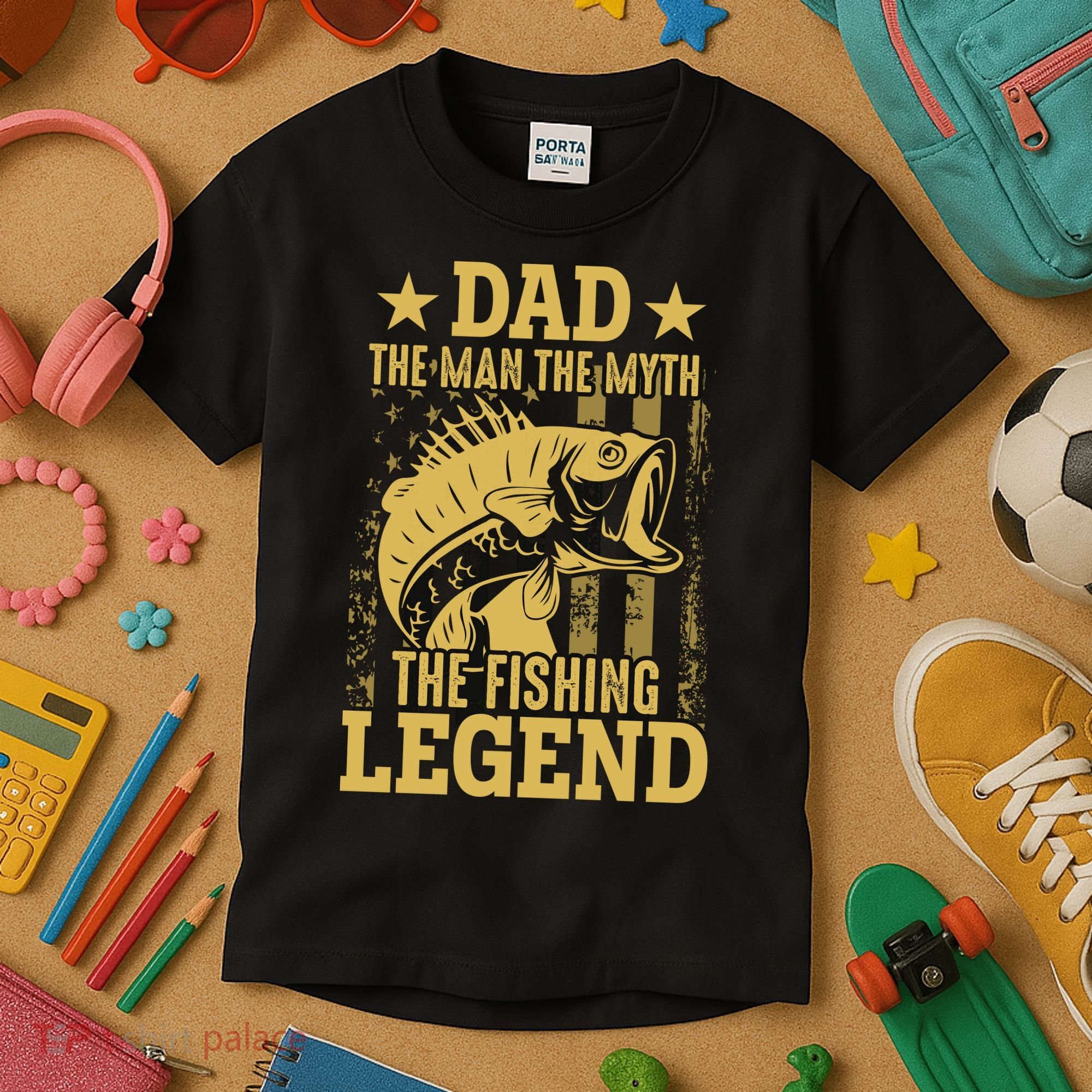 Dad Fishing Legend Flag Kids T-Shirt