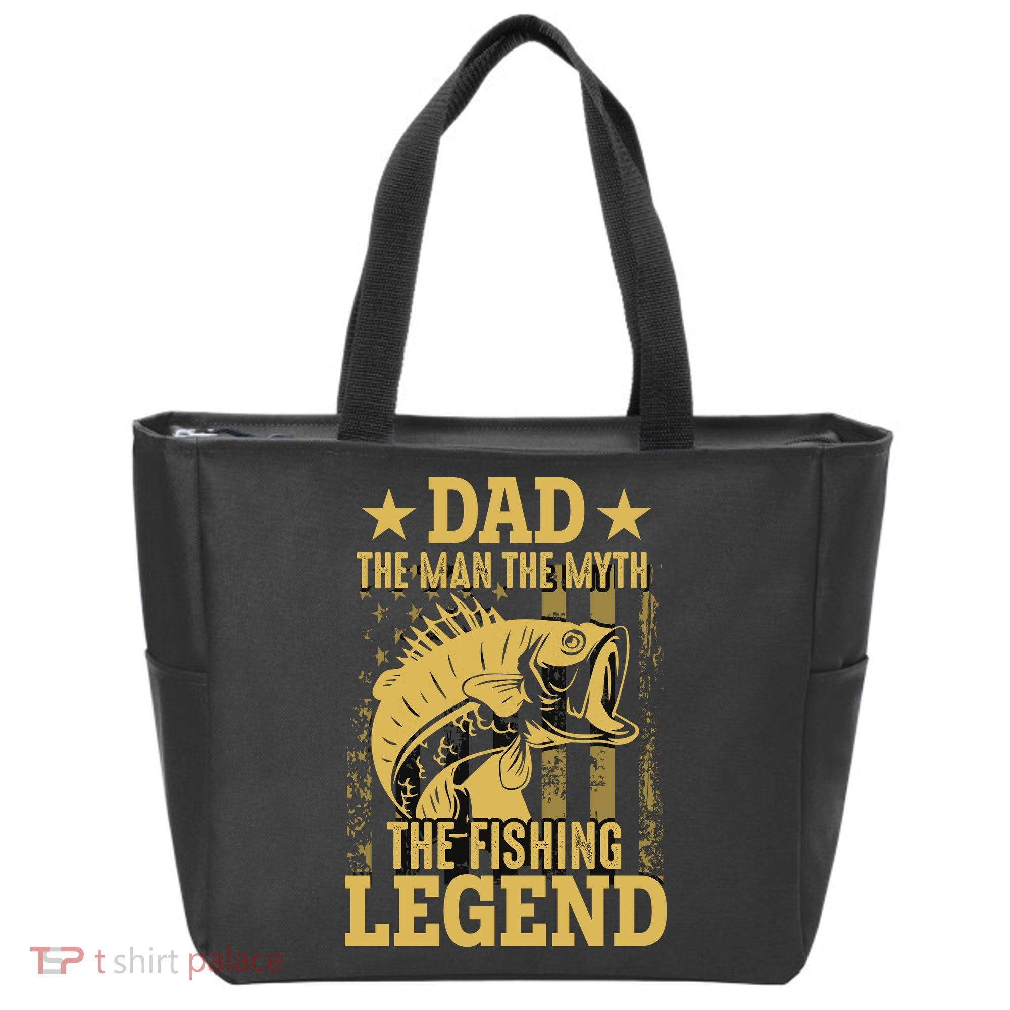 Dad Fishing Legend Flag Tote Bag