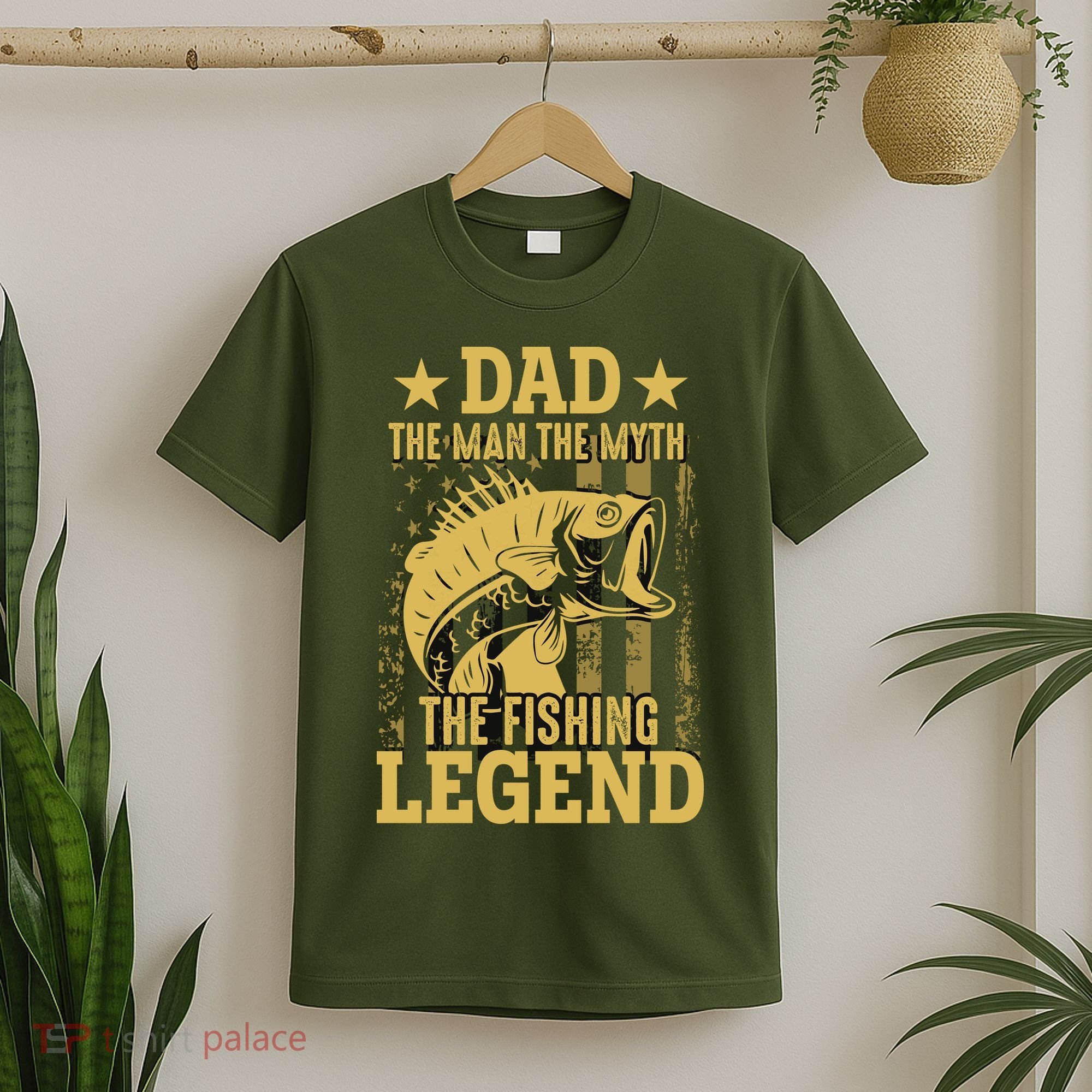 Dad Fishing Legend Flag T-Shirt