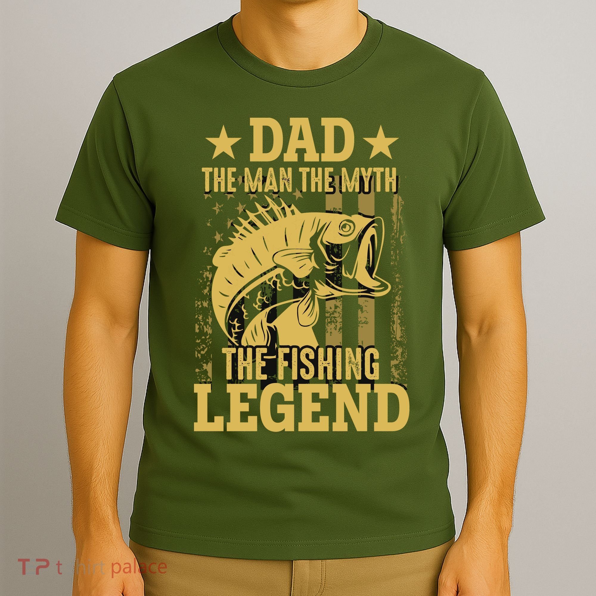 Dad Fishing Legend Flag T-Shirt