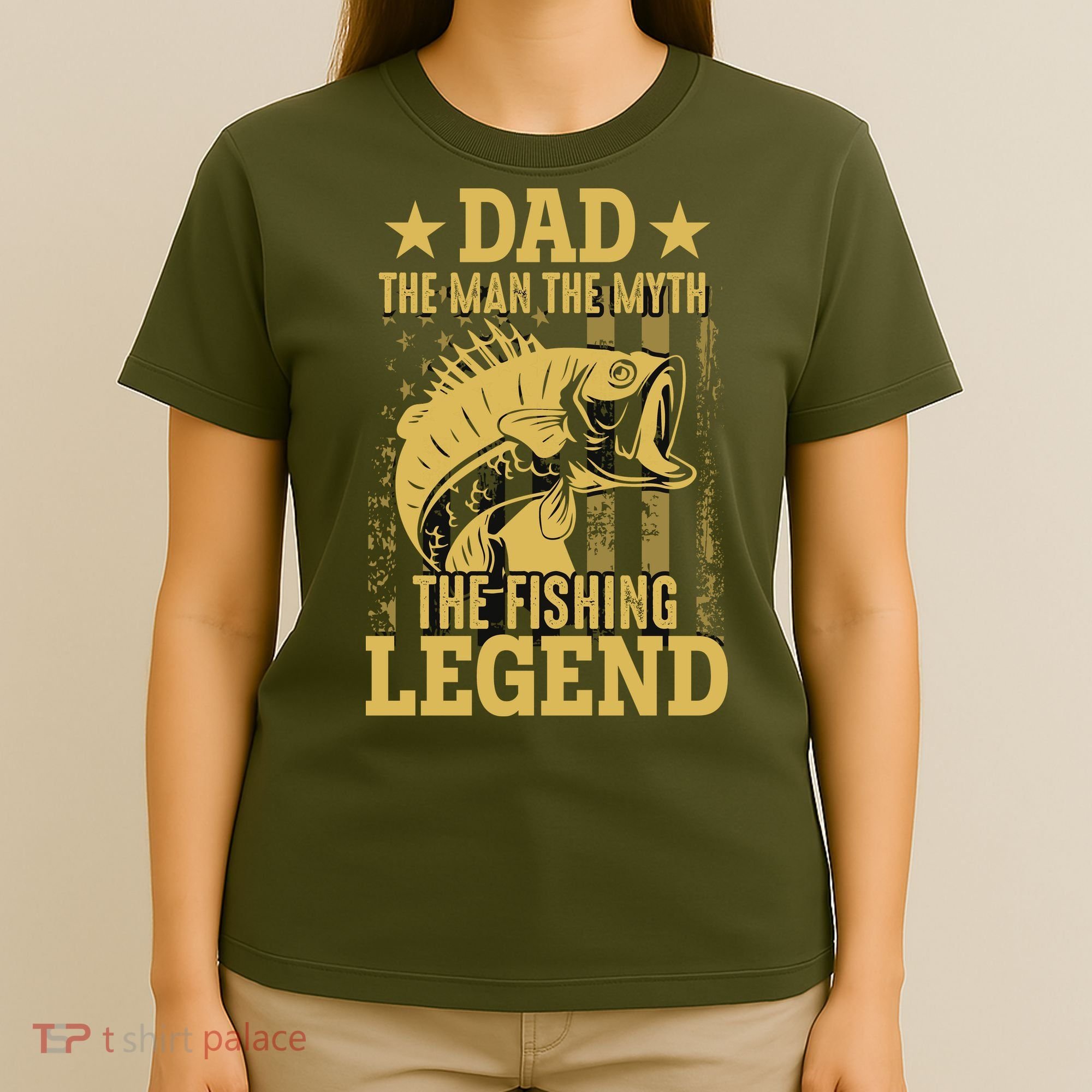 Dad Fishing Legend Flag T-Shirt