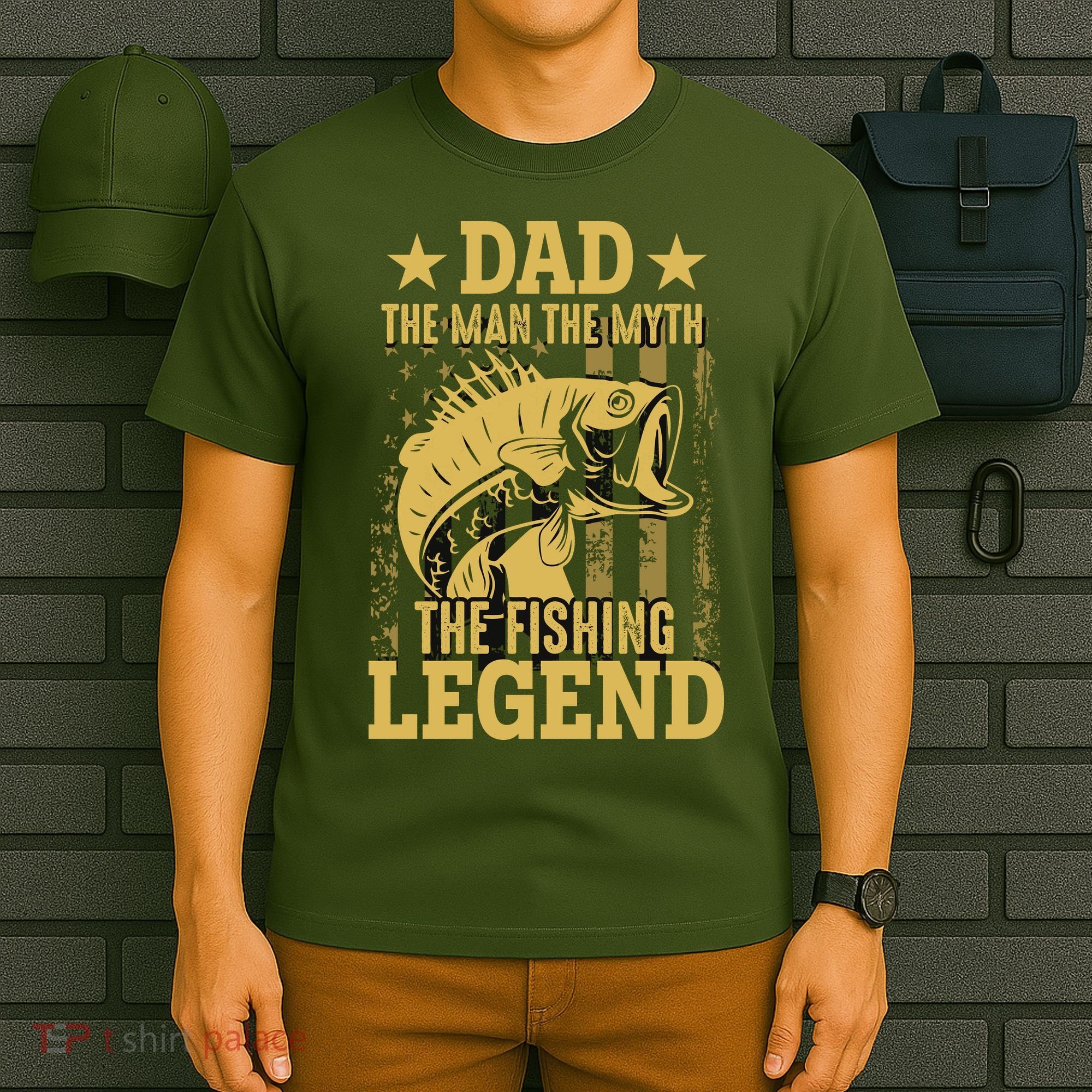 Dad Fishing Legend Flag T-Shirt