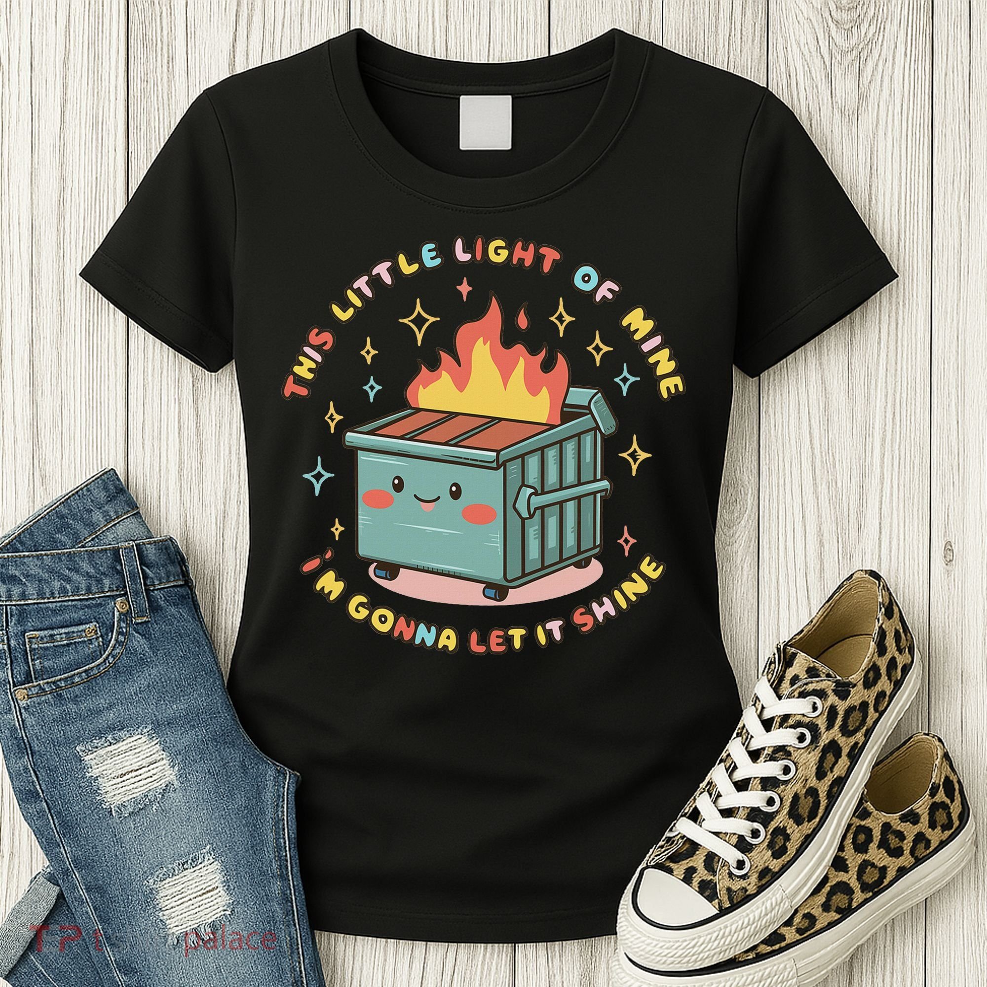 Dumpster Fire Light I'm Gonna Let It Shine Halloween Women's T-Shirt