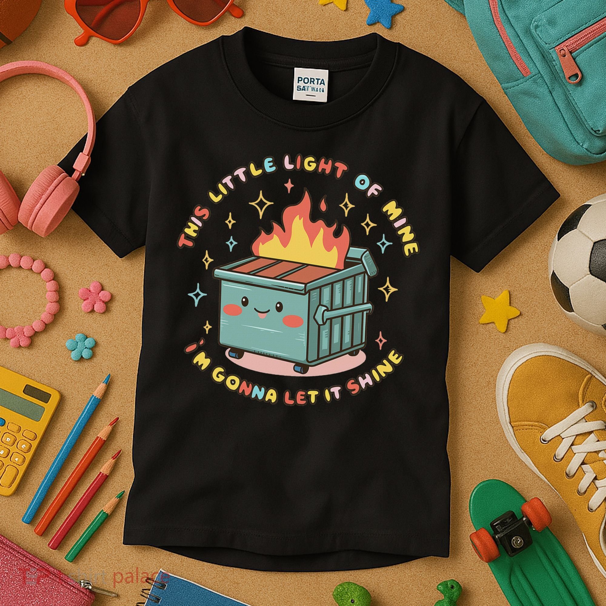 Dumpster Fire Light I'm Gonna Let It Shine Halloween Kids T-Shirt