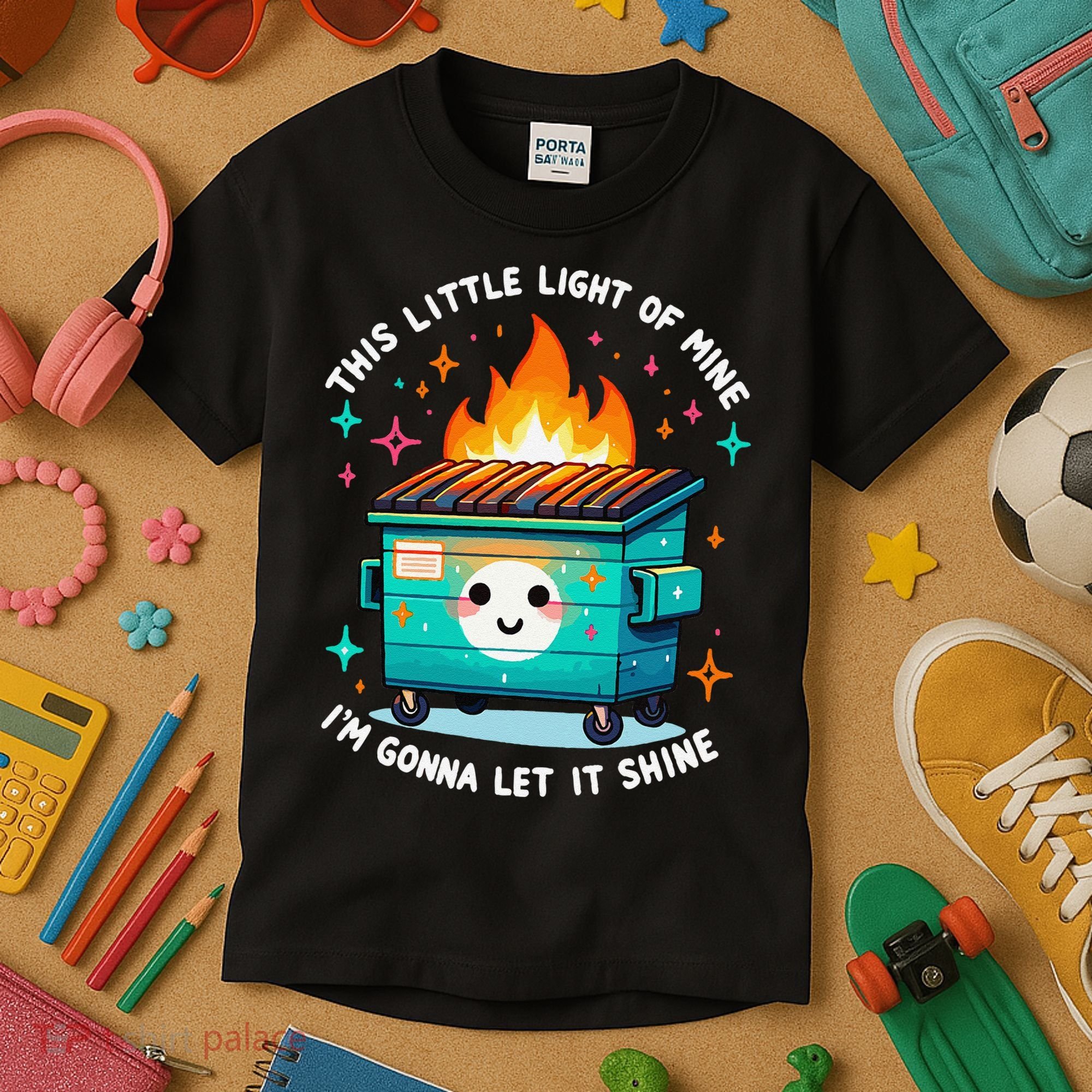 Dumpster Fire Light IM Gonna Let It Shine Halloween Kids T-Shirt