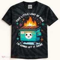 Dumpster Fire Light IM Gonna Let It Shine Halloween Kids Tie-Dye T-Shirt thumb 0